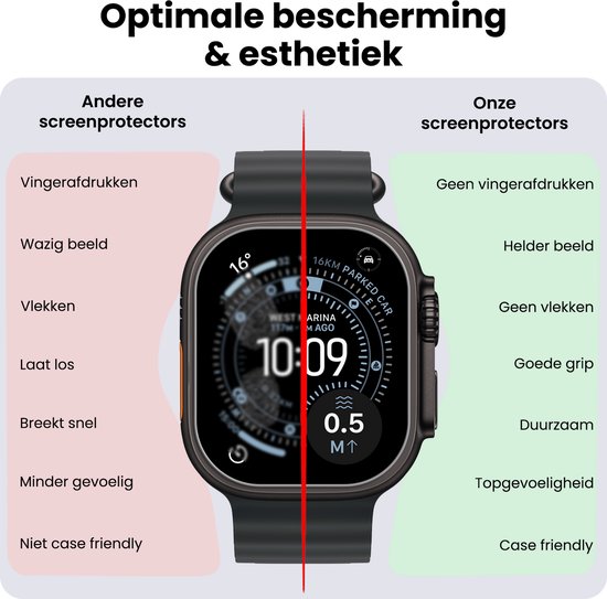 Screenprotector - 3 Stuks - Geschikt voor Apple Watch Ultra 3 (49 mm) - Sterk & Shockproof - Tempered Glass - Gehard Glas - Beschermglas Screen Cover - Bescherm Protector voor Smartwatch