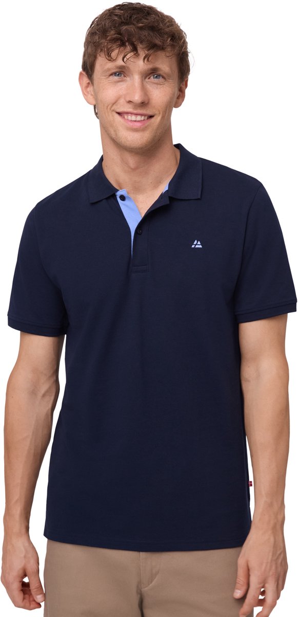 DANISH ENDURANCE Classic Fit Poloshirt Heren - biologisch katoen - Korte mouw - Marineblauw/Blauw - Maat XXL
