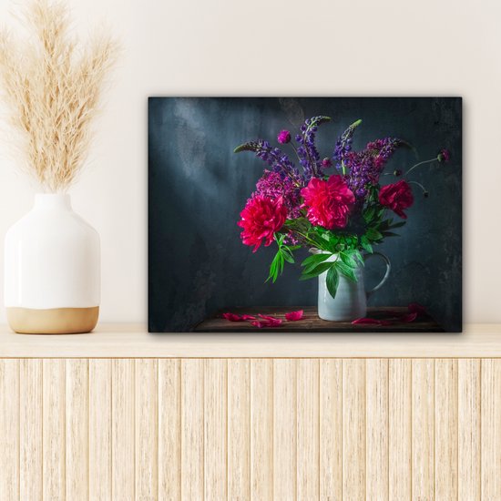 Peinture sur Toile Couleurs - Pivoine - Nature Morte - 40x30 cm - Déco Décoration murale