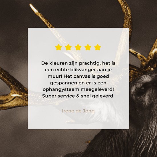 Toile Peinture Cerf - Noir - Or - 120x80 cm - Décoration murale