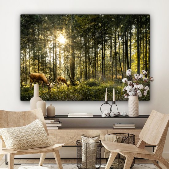 Peintures sur toile Cerf - Nature - Forêt - 120x80 cm - Décoration murale
