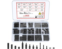 Allecto plus - Assortiment van 335 M2,5 nylon schroeven en afstandhouders - PCB-printplaten - Kunststof - Zwart - Kruiskopschroeven - Bevestigingsmaterialen - Montageset