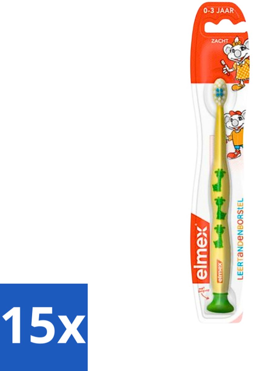 15 x Elmex - Tandenborstel - Leertandenborstel Zacht (0-3 jaar) - Peuterverzorging - 1 tandenborstel - Leertandenborstel - Tandenborstel Voor Kinderen - Tandenborstel 0-3 Jaar - Tandenborstel Voor Melkgebit - Zachte Tandenborstel