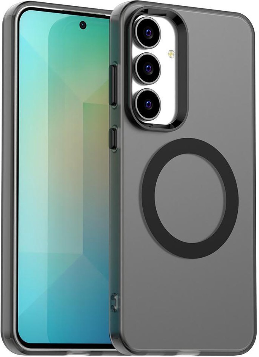 Mobigear Hoesje geschikt voor Samsung Galaxy S25 FE MagSafe Telefoonhoesje Hardcase | Mobigear Shockproof Backcover | Geschikt voor MagSafe | Geschikt voor Draadloos Opladen met Magnetische Ring | Geschikt voor MagSafe Case - Zwart
