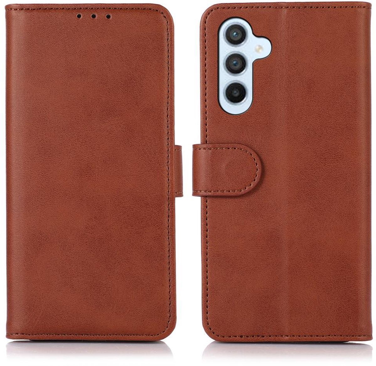 Mobigear Telefoonhoesje geschikt voor Samsung Galaxy S25 FE Hoesje | Mobigear Wallet Bookcase Portemonnee | Pasjeshouder voor 3 Pasjes | Telefoonhoesje voor Pinpas / OV Kaart / Rijbewijs - Bruin