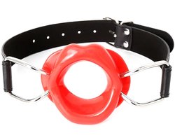 Kiotos Leather - Rode Mondknevel met Rode Lippen - Fascinerende Toevoeging voor Intiem Plezier