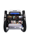 Crosstrainer met een tablet waarop Netflix wordt afgespeeld.