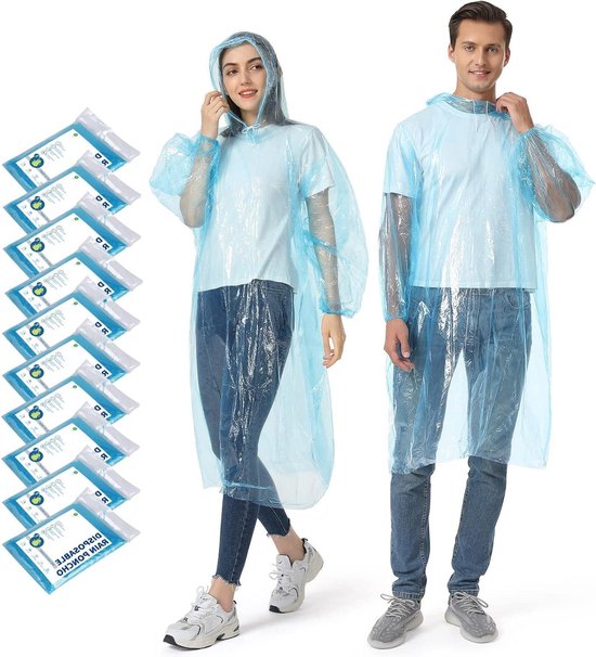 Transparante regenjas for dames Regen Poncho Jas Herbruikbaar met Trekkoordkap (Color : Transparent, Size : L