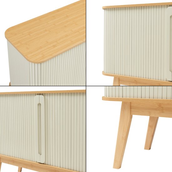en.casa] Commode Varanger dressoir met 2 deuren badkamerkast wastafelonderkast bamboe kast voor woonkamer badkamer 93,5x40x80 cm