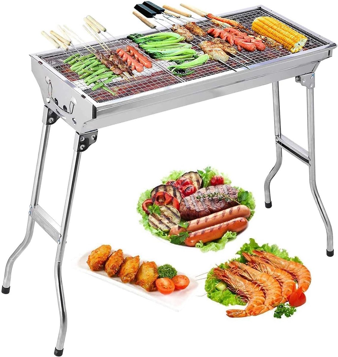 Opvouwbare Houtskool BBQ Grill voor Buiten - Ideaal voor Kamperen en Picknicks