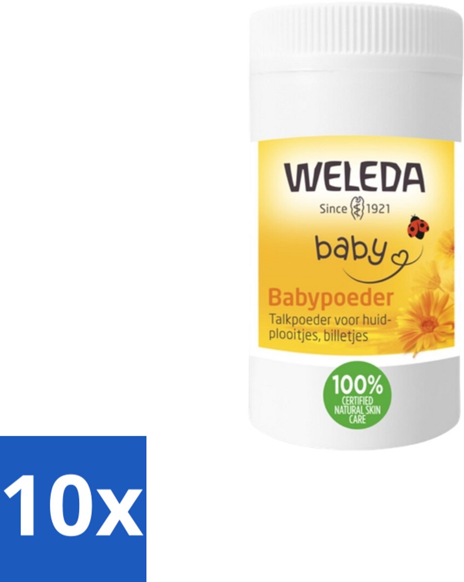 Image of 10 x WELEDA - Babypoeder - Baby & Kind Calendula - 20 g - Echinacea - Vocht Absorberen - Irritatie Voorkomen - Navelverzorging - Biologisch