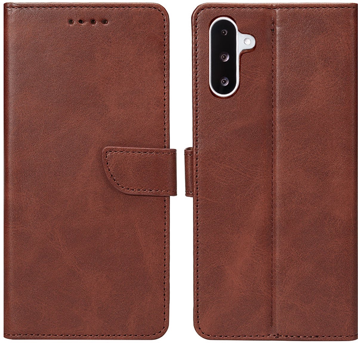 Rixus Bookcase For Samsung Galaxy A26, A17 Brown