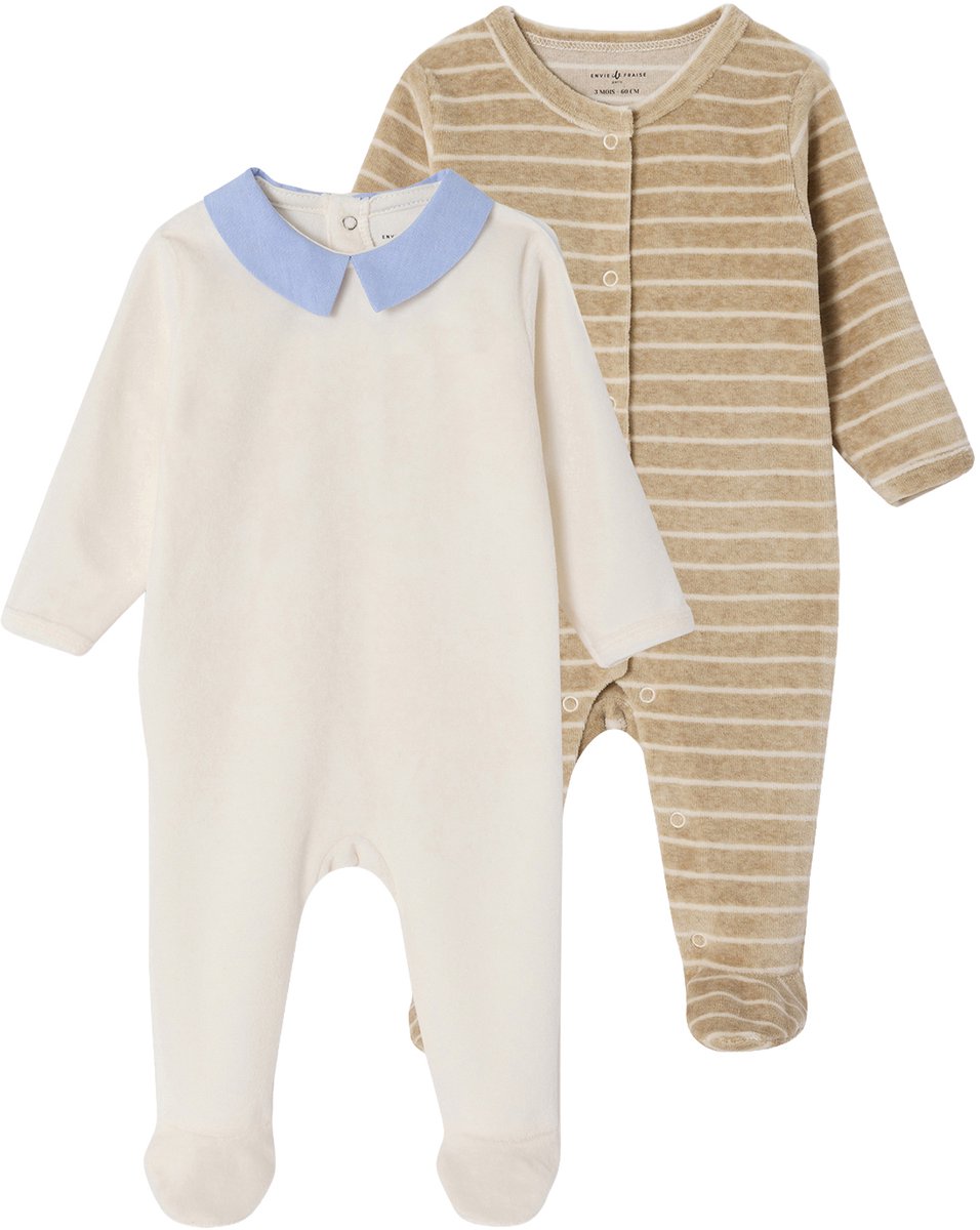 Envie de fraise Set van 2 babyslaappakje geboorte in fluweel / velours