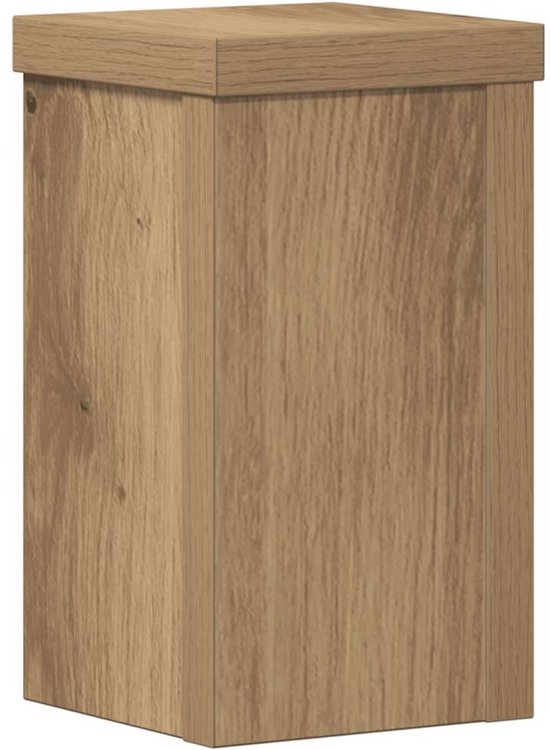 Houten plantenstandaard met eikenlook, 10x10x18 cm.
