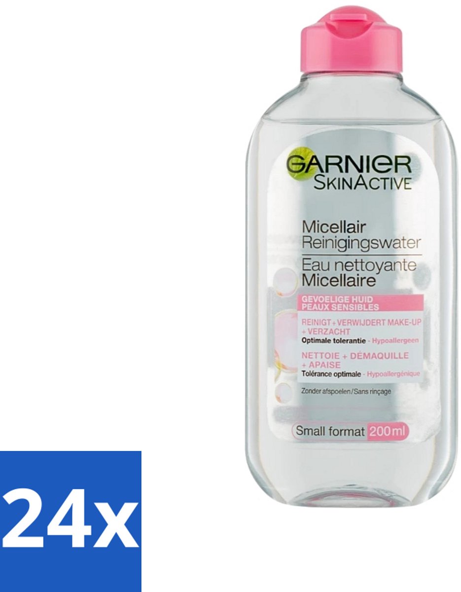 24 x Garnier - SkinActive - Micellair Water - Gevoelige Huid - Gezichtsreiniger - 200 ml - Micellair Water - Gezichtsreiniger - Gevoelige Huid - Make-up Remover - Alcoholvrij