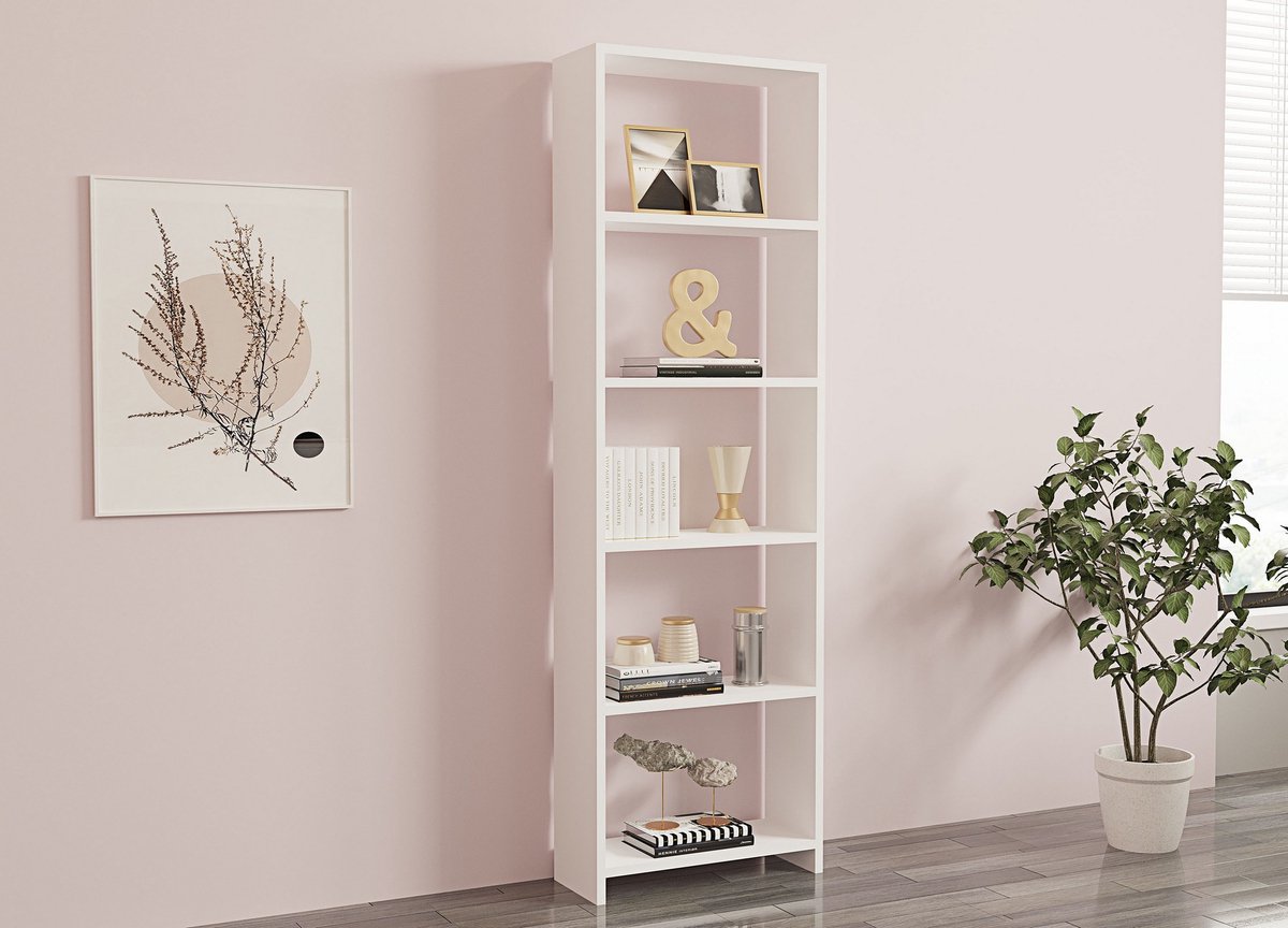 Skye Decor Stijlvolle Boekenkast - Wit Melamine - 160x50x19,6cm - Perfect voor Elk Interieur