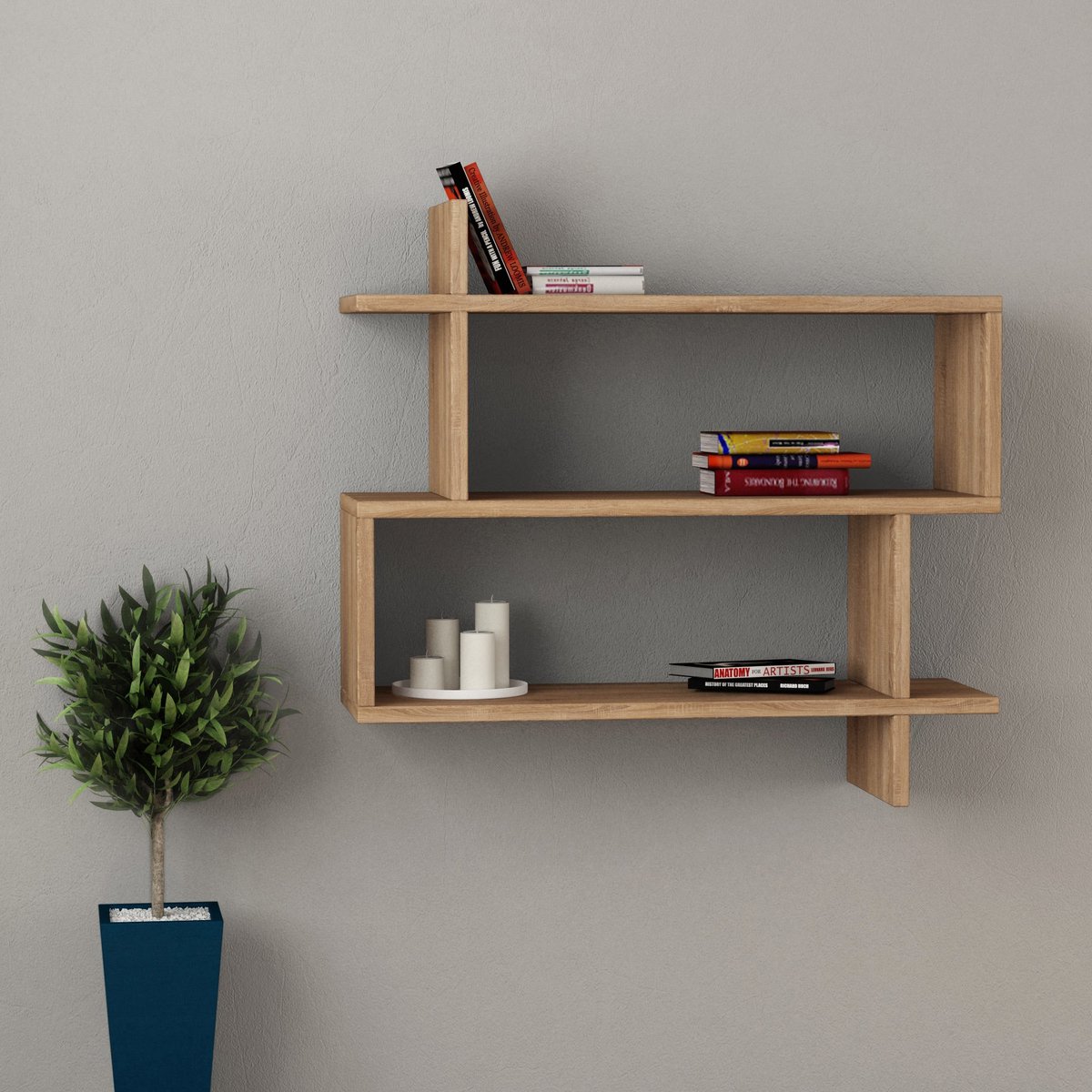 Skye Decor , Wandplank, Paralel - Oak, Gemelamineerde spaanplaat, Eiken, 70 x 22 x 65,5 cm