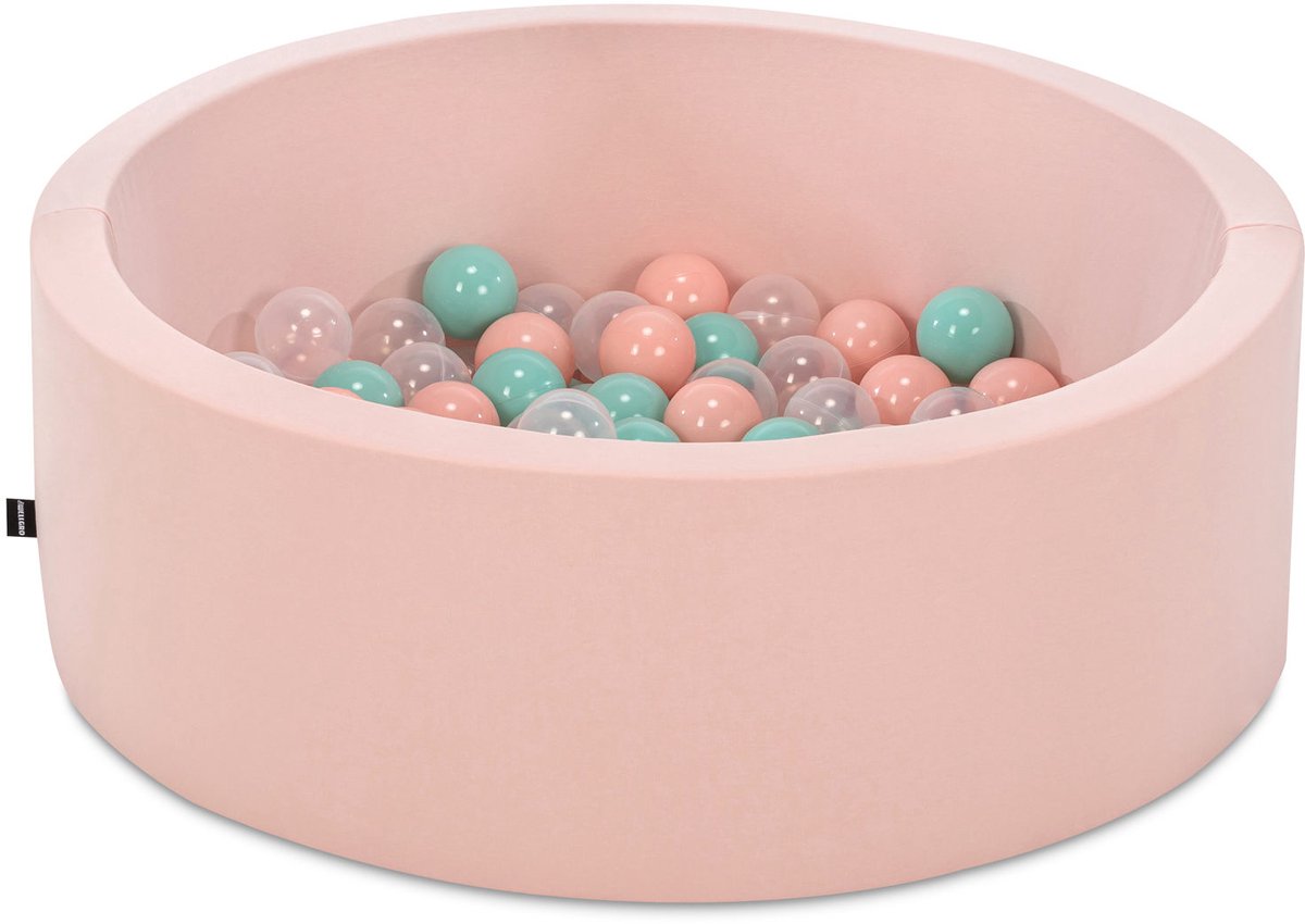 Asir ballenbak voor baby’s – roze – 150 ballen in de kleuren roze, mint en transparant – 85 x 85 x 30 cm