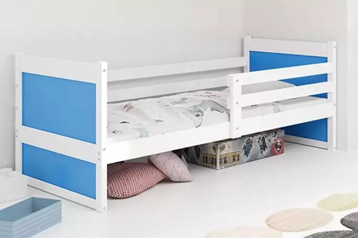 BMS - Eenpersoonsbed RICO - 90x190 cm - Wit/Blauw