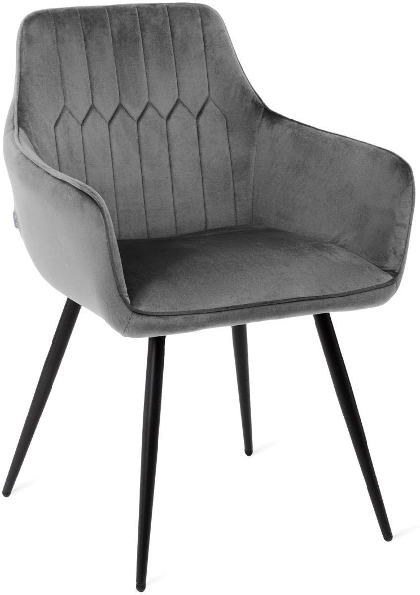 HOMLA - Chair - ETIENNE - Velour Grey - 56x61x86 cm
