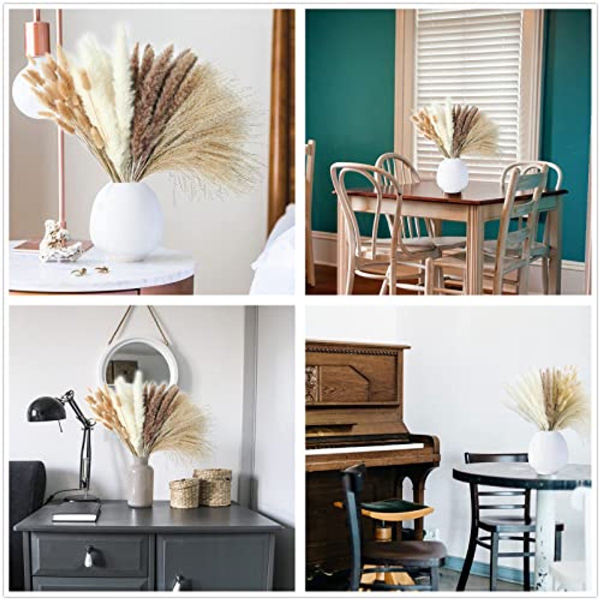 65 Stuks Gedroogd Pampasgrasdecoratie - Boho Bloemen voor Bruiloft en Huisdecoratie