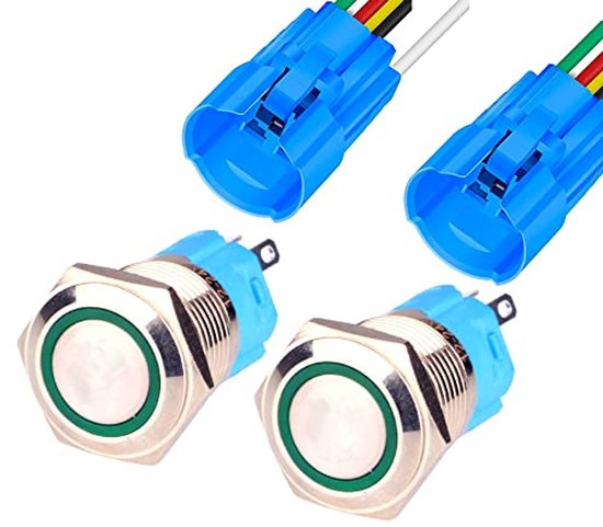 Guuzi 22mm Kortstondige Drukknop 12V-24V 15A Rode LED-drukknop, Metalen Waterdicht Knoppenpaneel met Draad Voor Auto's, Jachten, Huishoudelijke Apparaten Guuzi 22mm Kortstondige Drukknop 12V-24V 15A Rode LED-drukknop, Metalen Waterdicht Knoppenpaneel met Draad Voor Auto's, Jachten, Huishoudelijke Apparaten
