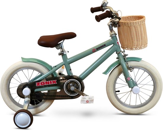 Zonix Kinderfiets 14 Inch Jongensfiets - Mintgroen Met Zijwieltjes - Leeftijd 3-5 Jaar - Kledingmaat 98-108 van Zonix — afbeelding 3