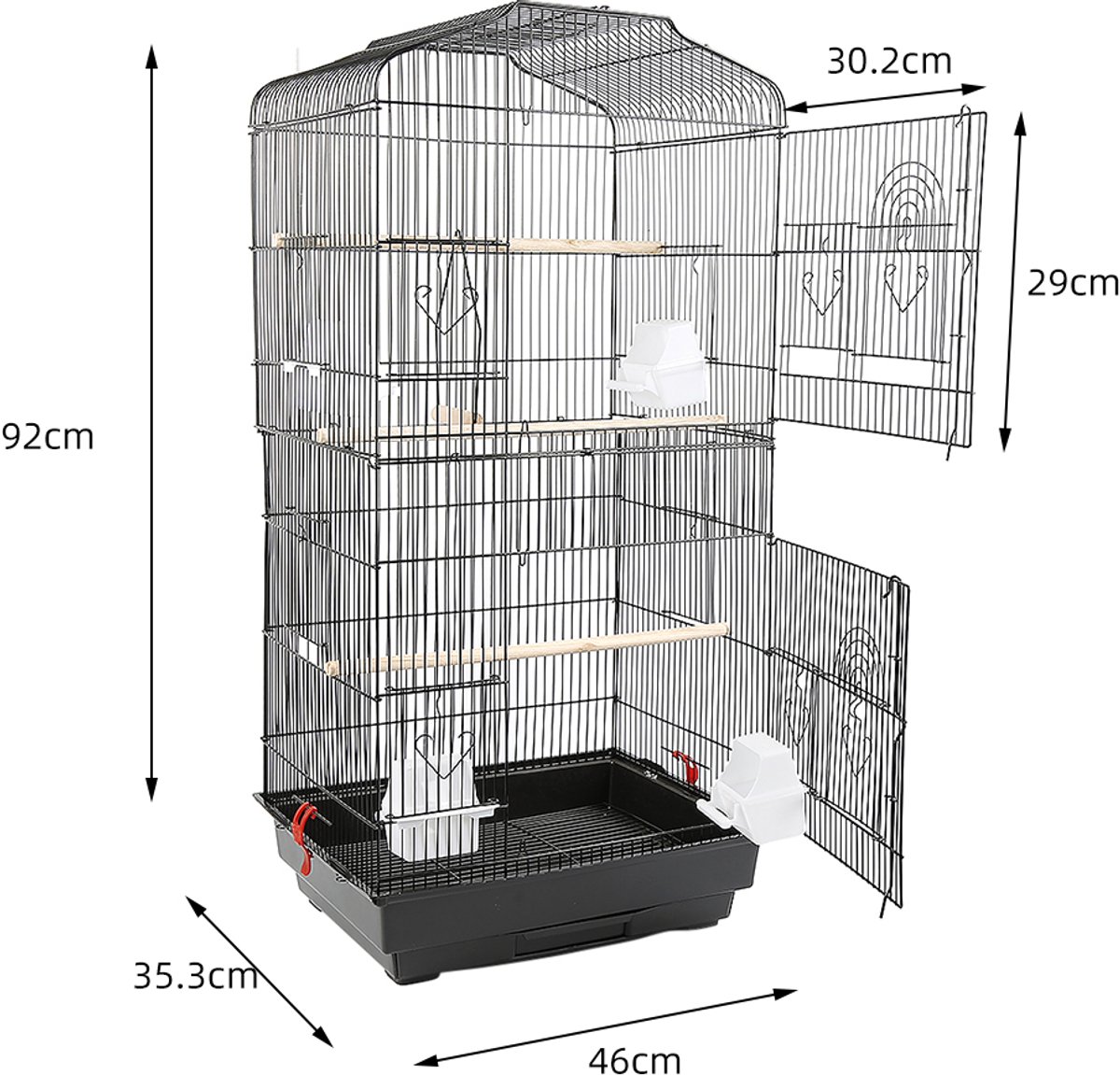 PIPIPOXER-Vogelkooi vogelvolière kooi vogelhuisje dierenkooi 46*36*93cm-Wit thumbnail 4
