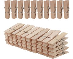 Pack van 50 Houten Kledingknijpers - Groot 7 cm x 1.8 cm - Gebruik voor Foto's, Memos en Notities - Creatief en Voor Wasgoed