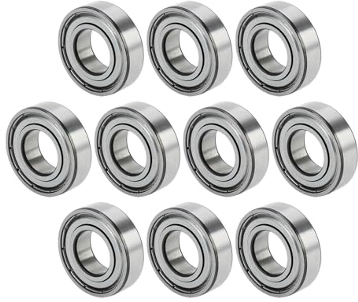 6003ZZ Diepe groefkogellagers P6 17x35x10mm gesmeerde lagers dubbele metalen afdichting zilverkleurige scooter skateboard wiel pak van 10