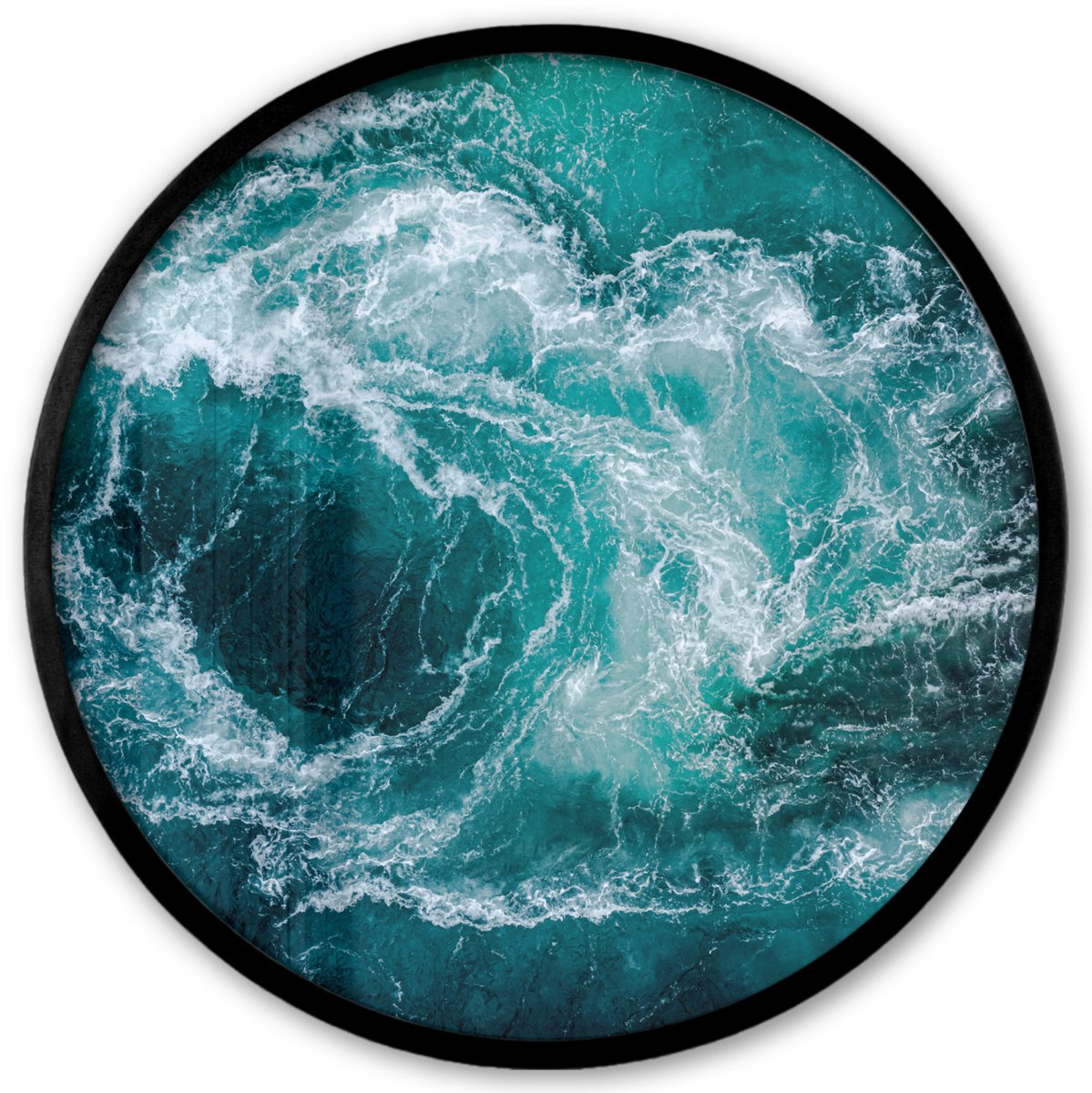 FrameYourWall Poster in lijst Rond - Fotolijst 40x40 cm - Posters - Zee - Noorwegen - Water - Ronde posterlijst zwart - Decoratie - Wanddecoratie woonkamer - Muurdecoratie slaapkamer Multicolor
