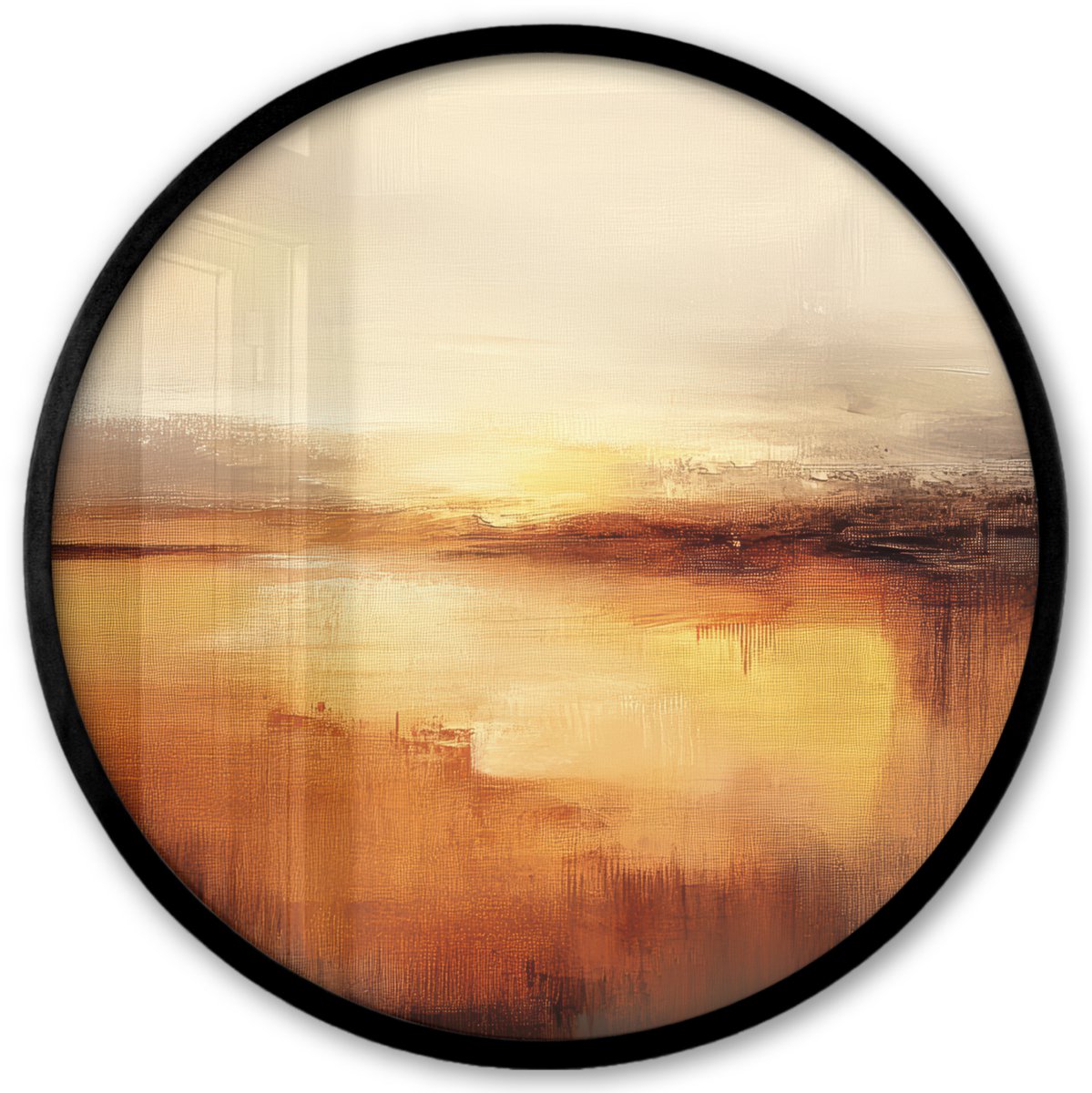 FrameYourWall Poster in lijst Rond - Fotolijst 40x40 cm - Posters - Abstract - Bruin - Modern - Herfst kleuren - Ronde posterlijst zwart - Decoratie - Wanddecoratie woonkamer - Muurdecoratie slaapkamer