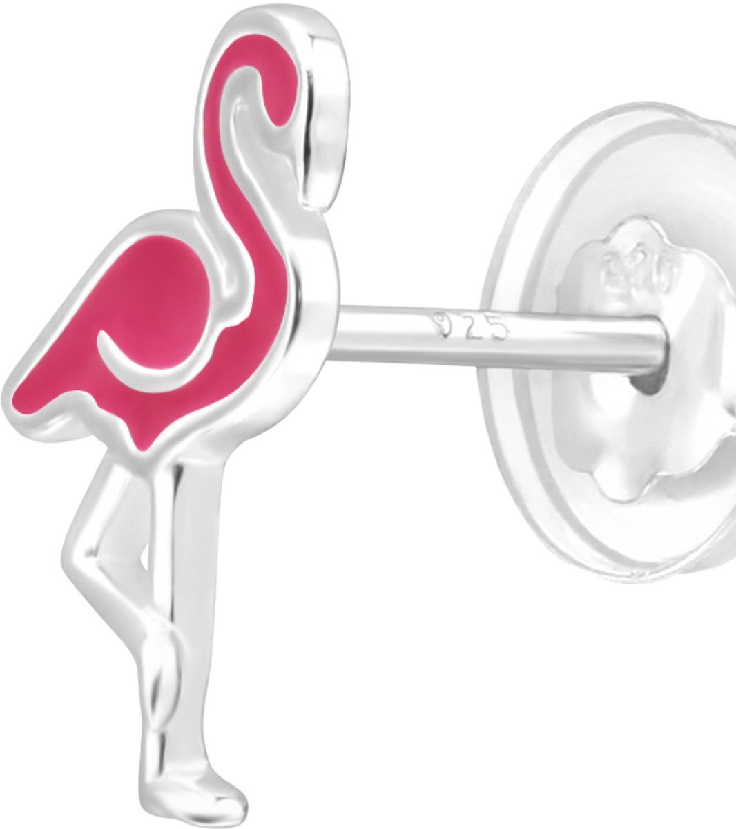 Premium Flamingo Kinder Oorstekers van Sterling Zilver met Epoxy
