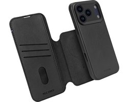 DECODED 2-in-1 Leren Detachable Wallet Hoesje Geschikt voor iPhone 17 Pro - Magnetisch Afneembaar - met Pasjeshouder - Premium ECCO Leer - Geschikt voor MagSafe - Zwart