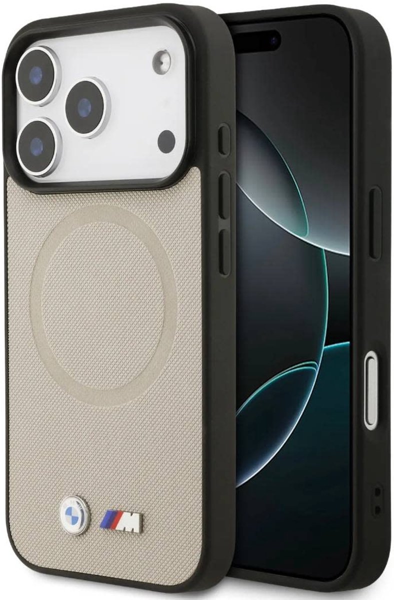 BMW Back Cover - iPhone 17 Pro - Grijs - MagSafe-compatibel - Full Wrapped Leather Case