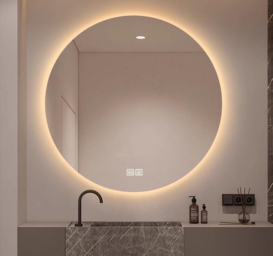 Planetmöbel Kapstok 2 x 160 cm incl. spiegel rond met verlichting 100 cm, goud eiken - antraciet / goud eiken, hal meubels met spiegel, 2 x 37,8 D x 160 B x 32,5 H cm