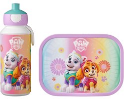 foto van Mepal lunchset (pop-up fles & lunchbox) Campus - 400 + 750 ml - Broodtrommel en Drinkbeker voor kinderen - Bento box - Pop-up drinkfles - Paw Patrol Girls