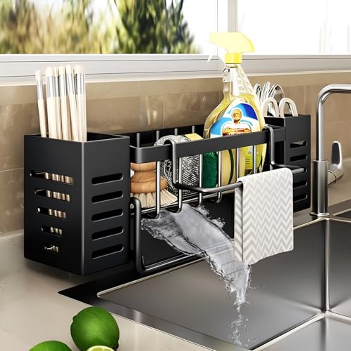Universele Spoelbak Organizer met Afneembare Handdoekhouder en 2 Mandjes
