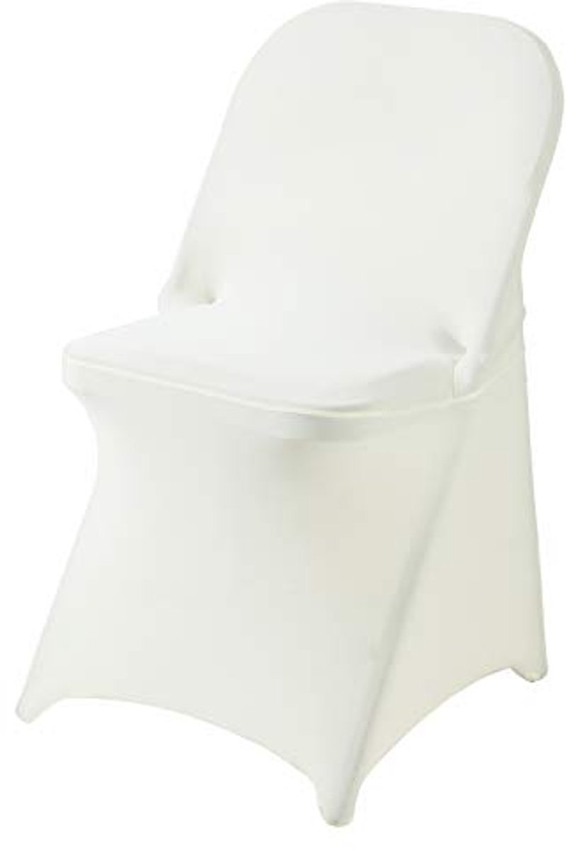 Image of 20 stuks ivoorkleurige spandex klapstoelhoezen - rekbare wasbare stof voor bruiloften, feesten en speciale evenementen