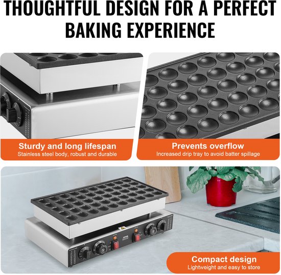 VEVOR Mini Pannenkoekenmachine Nederlandse Pannenkoekenmaker 50 stuks RVS 1700W van Vevor — afbeelding 5