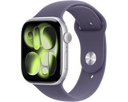 Apple Watch 11 - Wifi - 46mm - Zilverkleurig Aluminium Case with Purple Fog Sport Band - S/M