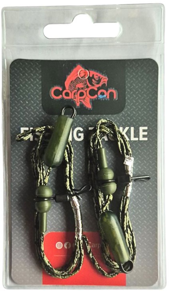 CC Heli/Chod System Leaders 'Green' - 45lb - 100cm - 2 stuks - Chod/Helicopter Leadcore Leaders