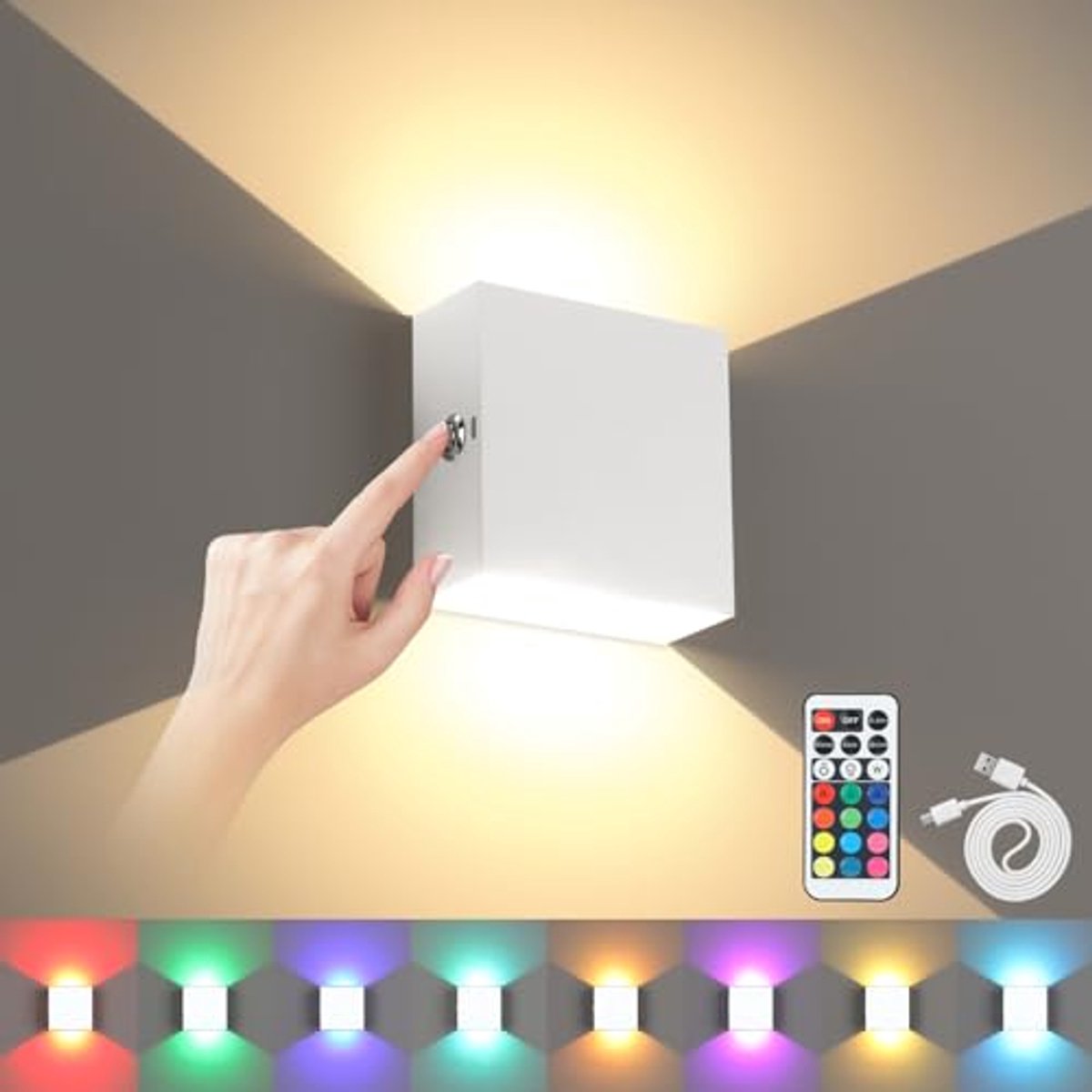 Dimbare Wandlamp USB Oplaadbaar met Touch Control voor Slaapkamer en Woonkamer
