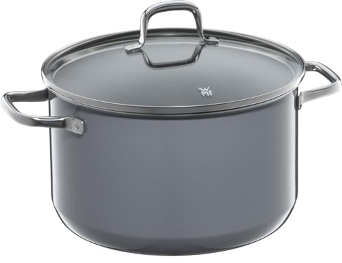 Kookpan 24 cm met Glasdeksel en Inductie - 6.4 L Hoge Kwaliteit Keramiek Krasbestendig