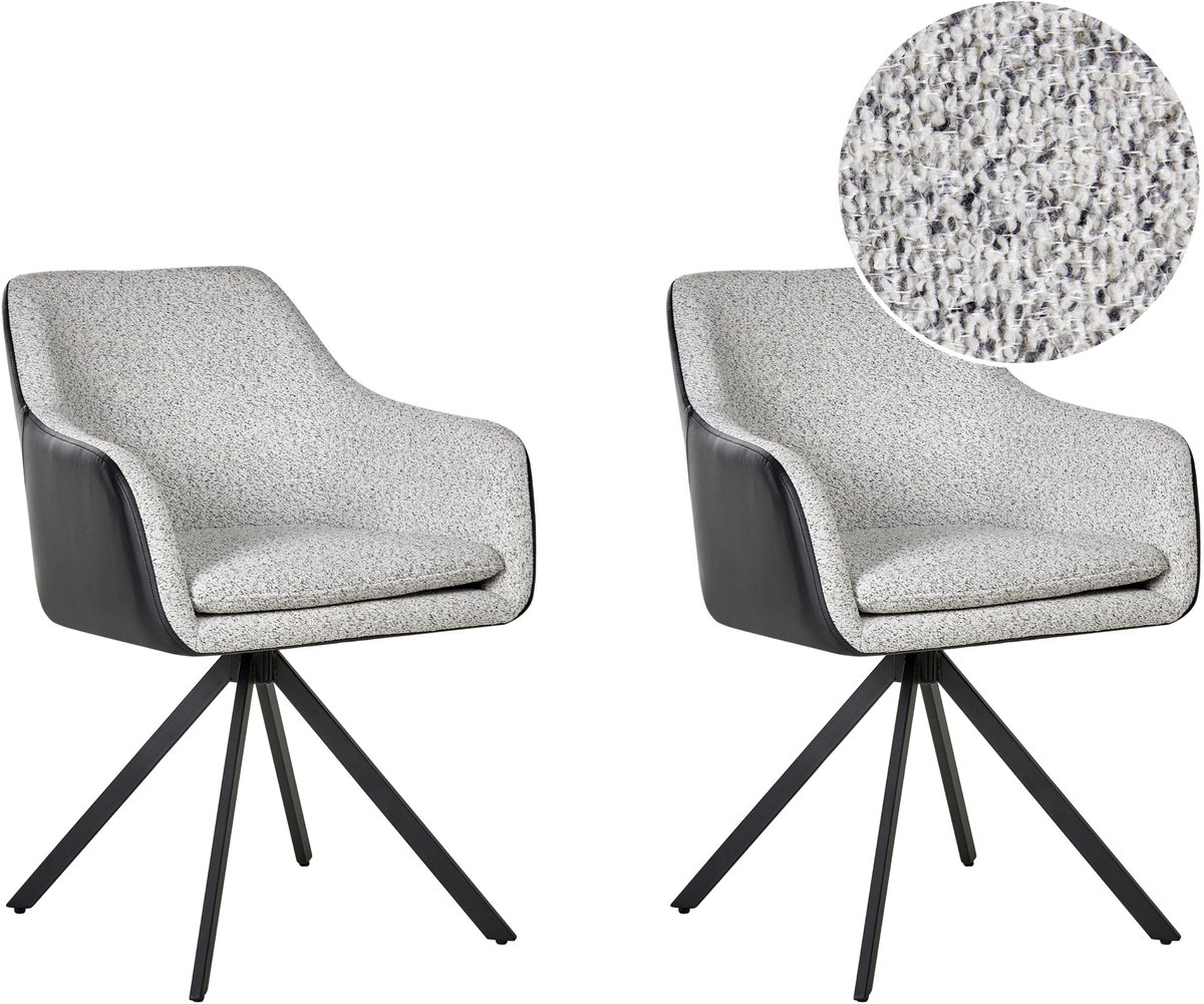 LITHIA - Set van 2 stoelen - Zwart/Wit - Polyester