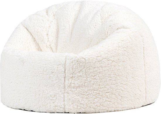 icon - Kingston Kinderzitzak Stoel - Fluffy Pluche Teddy - Wit
