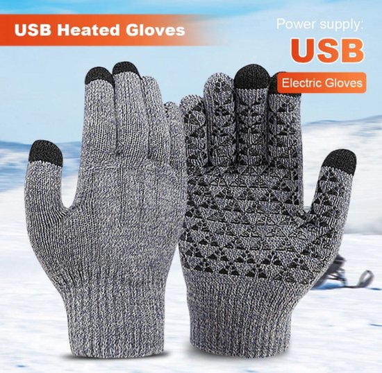 USB-verwarmde handschoenen voor mannen en vrouwen, geschikt voor aanraakscherm, elektrisch