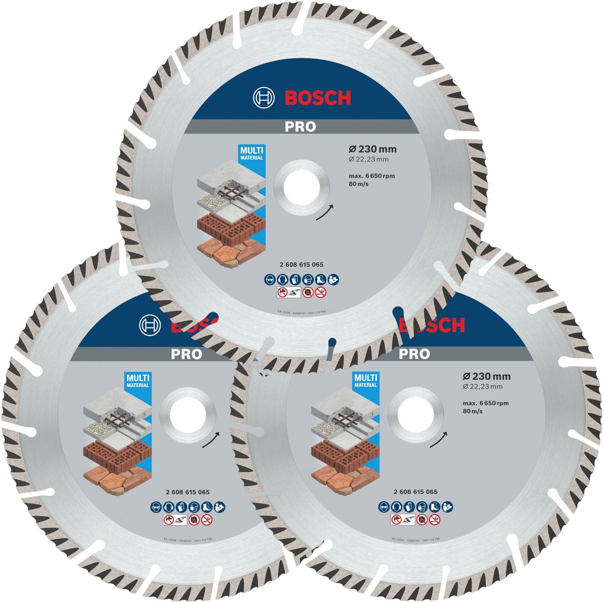 Bosch PRO Multi Material diamant doorslijpschijf 230 x 22,23 mm 3 stuks ( 3x 2608615065 )