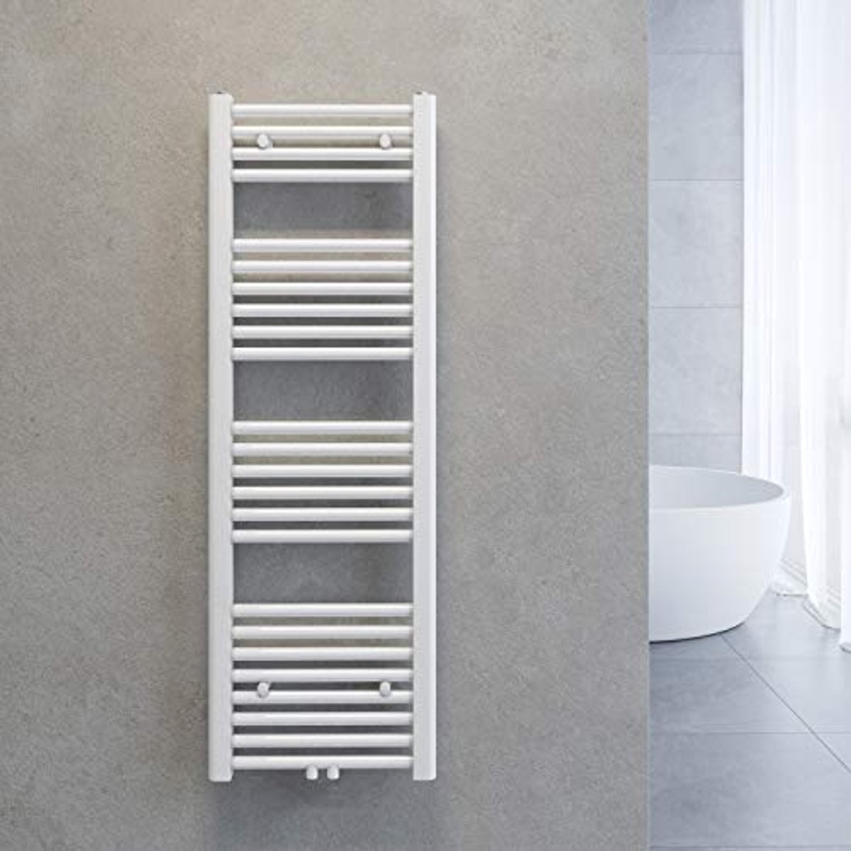 Handdoekradiator 40 x 120 cm - Badkamerradiator Wit met Middenaansluiting