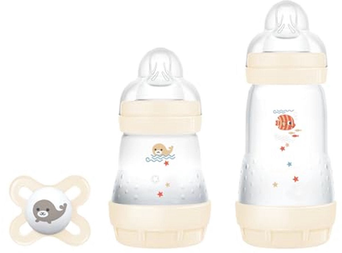Starterset met 2 babyflessen en fopspeen voor anti-koliek, 160 ml en 260 ml, ideaal voor baby's van 0+ maanden